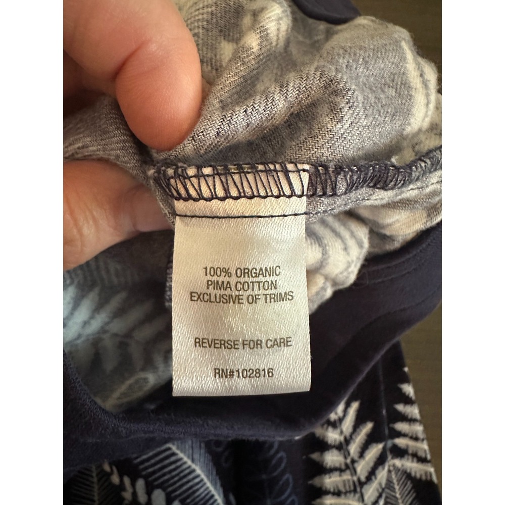 Garnet Hill XL Pajama Pants Organic Pima Cotton Navy Fern Lounge Joggers Pull On - Picture 4 of 6